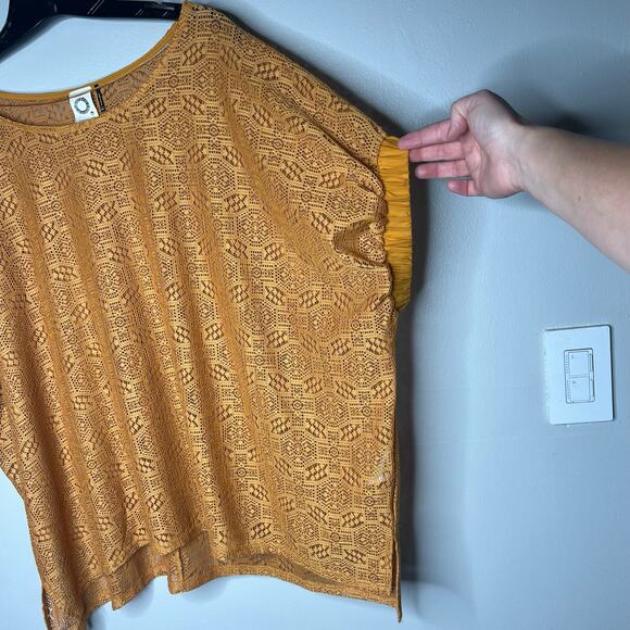 Anthropologie Akemi + Kin XS/S Bratton Sheer Lace Boxy Oversized Drop Sleeve Top - Picture 5 of 10